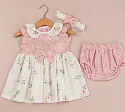 Wholesale Baby Girls 3-Piece Dress, Bandana and Panties Set 3-12M BabyRose 1002-4505 - BabyRose (1)