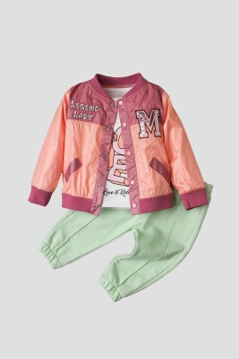 Wholesale Baby Girls 3-Piece Jacket, Body and Pants Set 9-24M Takım Kidexs 1026-90139 - Kidexs