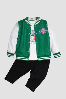 Wholesale Baby Girls 3-Piece Jacket, Body and Pants Set 9-24M Takım Kidexs 1026-90165 Green
