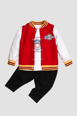 Wholesale Baby Girls 3-Piece Jacket, Body and Pants Set 9-24M Takım Kidexs 1026-90165 - Kidexs (1)