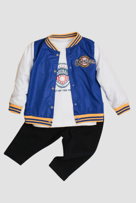 Wholesale Baby Girls 3-Piece Jacket, Body and Pants Set 9-24M Takım Kidexs 1026-90165 Saxe