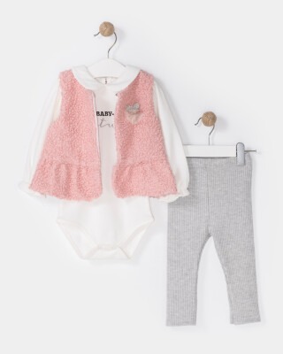Wholesale Baby Girls 3-Piece Onesies Vest and Leggings Set 6-18M Bupper Kids 1053-23921 - 2