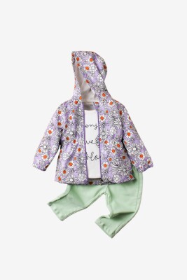 Wholesale Baby Girls 3-Piece Raincoat, Body and Pants Set 9-24M Kidexs 1026-90099 - Kidexs (1)
