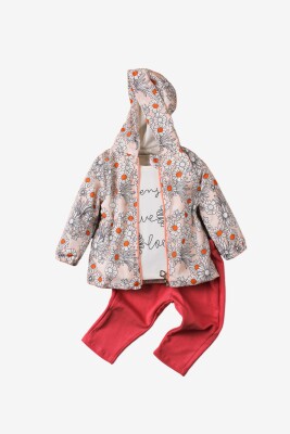 Wholesale Baby Girls 3-Piece Raincoat, Body and Pants Set 9-24M Kidexs 1026-90099 Salmon Color 