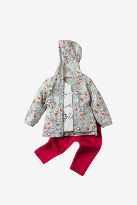 Wholesale Baby Girls 3-Piece Raincoat, Body and Pants Set 9-24M Kidexs 1026-90099 - Kidexs