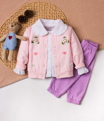 Wholesale Baby Girls 3-Piece Shirt, Body and Pants Set 9-24M Kidexs 1026-90107 - Kidexs (1)