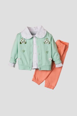Wholesale Baby Girls 3-Piece Shirt, Body and Pants Set 9-24M Kidexs 1026-90107 - Kidexs