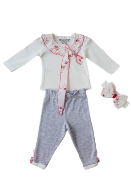 Wholesale Baby Girls 3-Piece Sweatshirt Pants and Headband Set 3-12M Tomuycuk 1074-75560 - Tomuycuk (1)
