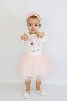 Wholesale Baby Girls 3-Piece T-shirt and Tulle Skirt Set with HeadBand 6-36M Serkon Baby&Kids 1084-M0412 - 1