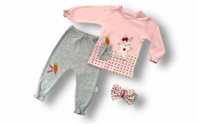 Wholesale Baby Girls 3-Piece Tracksuit Set 3-18M Tomuycuk 1074-75474 - Tomuycuk