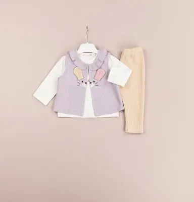 Wholesale Baby Girls 3-Piece Vest, Body and Pants Set 6-18M BabyRose 1002-4514 Лиловый 