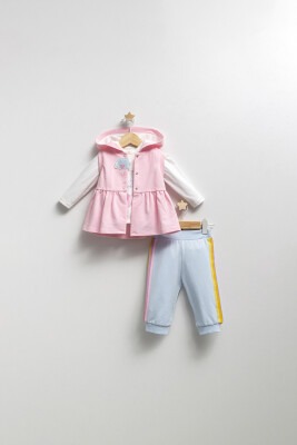 Wholesale Baby Girls 3-Piece Vest Long Sleeve T-Shirt and Pants Set 9-24M Tongs 1028-4384 - Tongs