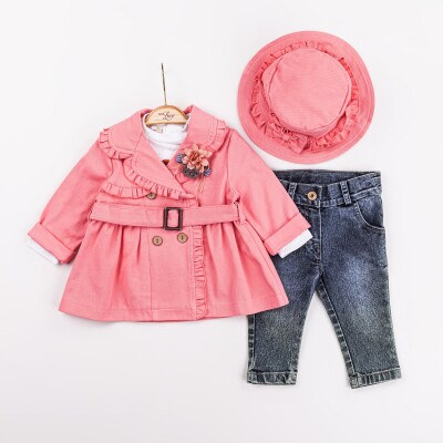 Wholesale Baby Girls 4-Piece Jacket, T-Shirt, Hat and Pants Set 9-24M Miss Lore 1055-5618 Fuschia