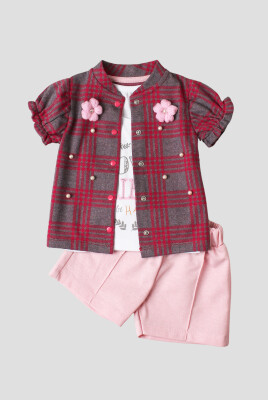 Wholesale Baby Girls 3-Pieces Shirt, T-shirt and Short Set 9-24M Kidexs 1026-75000 - Kidexs (1)