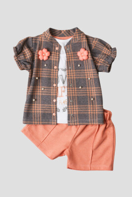 Wholesale Baby Girls 3-Pieces Shirt, T-shirt and Short Set 9-24M Kidexs 1026-75000 - Kidexs