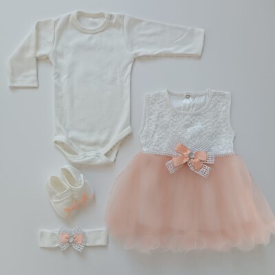 Wholesale Baby Girls 4-Piece Dress Set 0-3M Tomuycuk 1074-15060-02 - Tomuycuk (1)