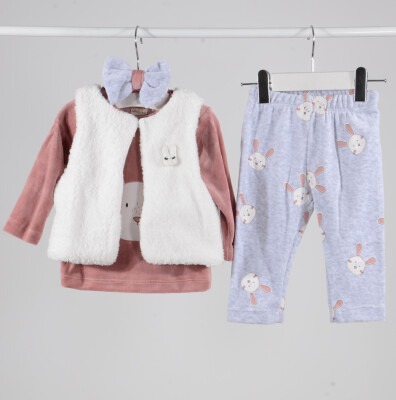 Wholesale Baby Girls 4-Piece Sets With Vest 6-18M Serkon Baby&Kids 1084-M0397 Dusty Rose