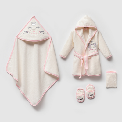 Wholesale Baby Girls 4-Pieces Bathroom Set 0-36M Ramel Kids 1072-703K Light Pink