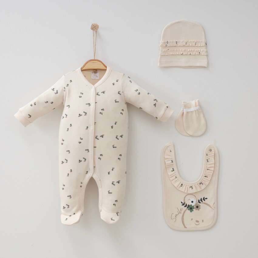 Wholesale Baby Girls 4-Pieces Newborn Set 0-3M Gümüş Baby 2043-0086 - 1