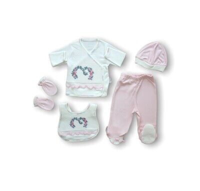 Wholesale Baby Girls 5-Piece Newborn Set 0-3M Tomuycuk 1074-15255 - Tomuycuk