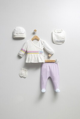 Wholesale Baby Girls 5-Piece Newborn Set 0-3M Tongs 1028-4385 - 1