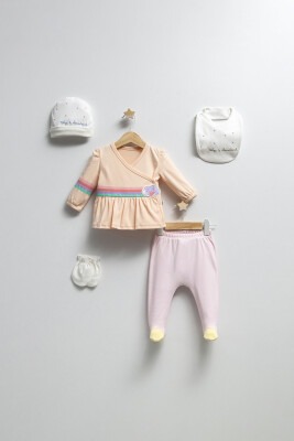 Wholesale Baby Girls 5-Piece Newborn Set 0-3M Tongs 1028-4385 - 2