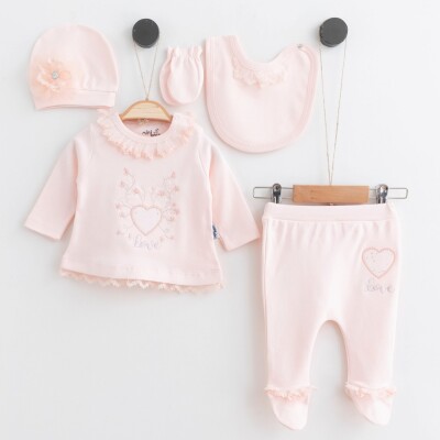 Wholesale Baby Girls 5-Piece Newborn Set 0-6M Miniborn 2019-2210 - Miniborn