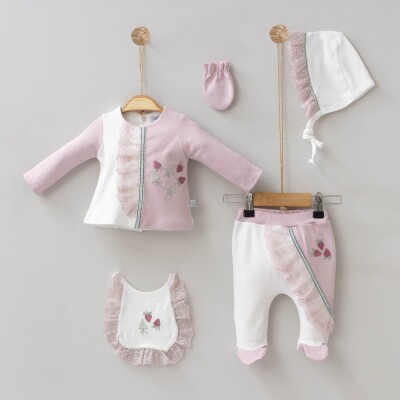 Wholesale Baby Girls 5-Piece Newborn Set 0-6M Miniborn 2019-5026 - Miniborn (1)