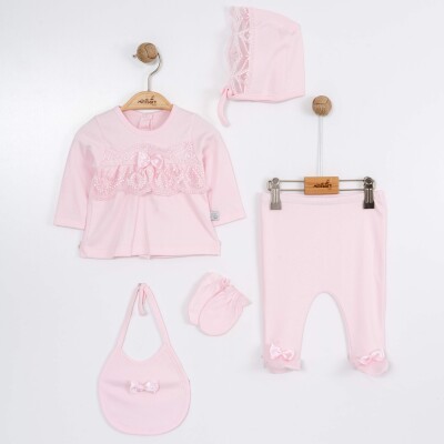 Wholesale Baby Girls 5-Piece Newborn Set 0-6M Miniborn 2019-5050 Pink