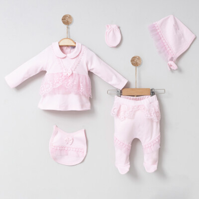 Wholesale Baby Girls 5-Piece Newborn Set 0-6M Miniborn 2019-5053 Pink
