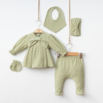 Wholesale Baby Girls 5-Piece Onesies Set 0-3M Minizeyn 2014-7065 Green