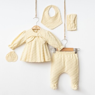 Wholesale Baby Girls 5-Piece Onesies Set 0-3M Minizeyn 2014-7065 Cream