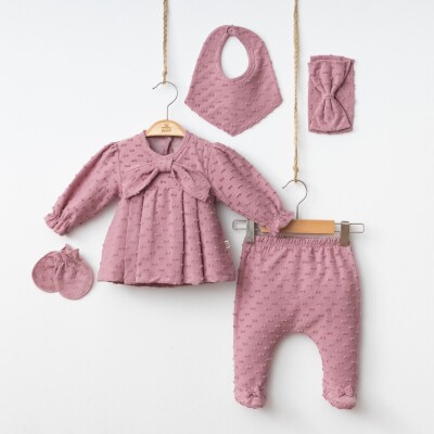 Wholesale Baby Girls 5-Piece Onesies Set 0-3M Minizeyn 2014-7065 Damson Color