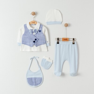 Wholesale Baby Girls 5-Pieces Newborn Set 0-6M Miniborn 2019-5169 Blue