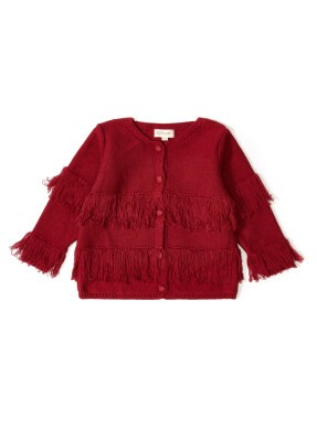 Wholesale Baby Girls Cardigan with Knitwear 3-12M Uludağ Triko 1061-21054 Бордовый 