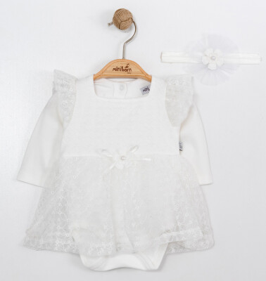 Wholesale Baby Girls Dress 0-12M Miniborn 2019-3355 Ecru