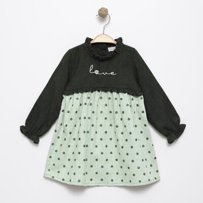 Wholesale Baby Girls Dress 6-24M Timo 1018-T5KDÜ044252301 Khaki