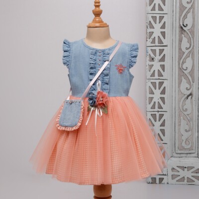 Wholesale Baby Girls Dress 9-24M Bombili 1004-6353 Salmon Color 
