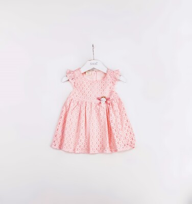 Wholesale Baby Girls Dress 9-24M Sani 1068-9936 Açık Pembe