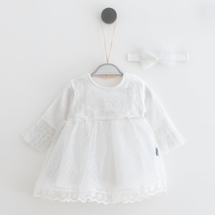 Wholesale Baby Girls Dress and Headband Set 0-12M Miniborn 2019-2201 - 2