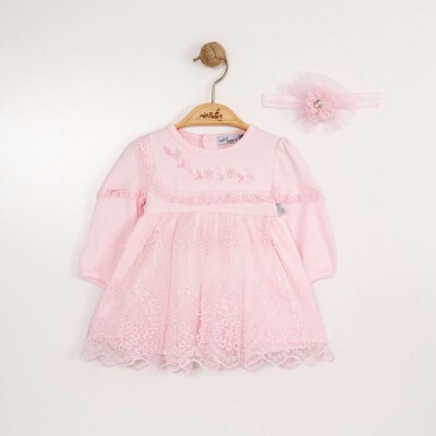 Wholesale Baby Girls Dress and Headband Set 0-12M Miniborn 2019-3045 - Miniborn (1)