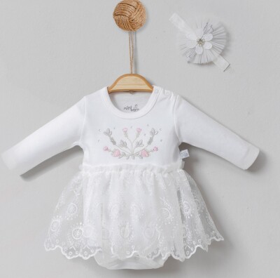 Wholesale Baby Girls Dress and Headband Set 0-12M Miniborn 2019-3131 - Miniborn (1)