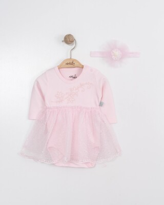 Wholesale Baby Girls Dress and Headband Set 0-12M Miniborn 2019-3282 Pink
