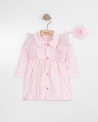 Wholesale Baby Girls Dress and Headband Set 0-12M Miniborn 2019-3314 Pink