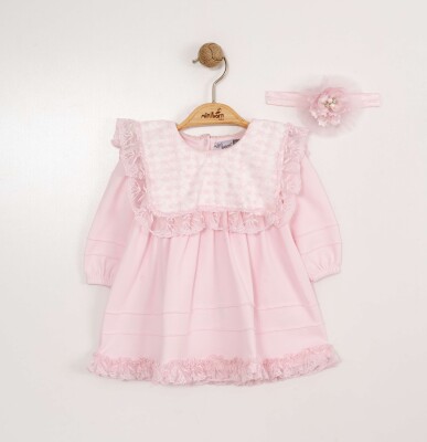 Wholesale Baby Girls Dress and Headband Set 0-12M Miniborn 2019-3316 Pink