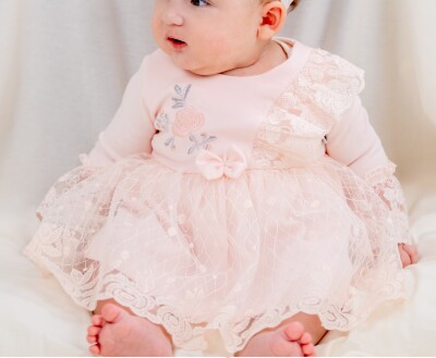 Wholesale Baby Girls Dress and Headband Set 0-12M Miniborn 2019-3336 - Miniborn
