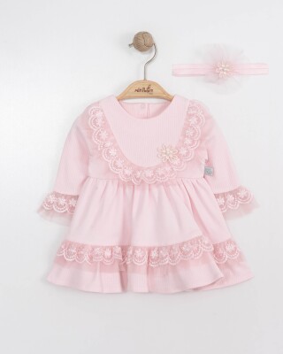 Wholesale Baby Girls Dress and Headband Set 0-12M Miniborn 2019-3346 Pink