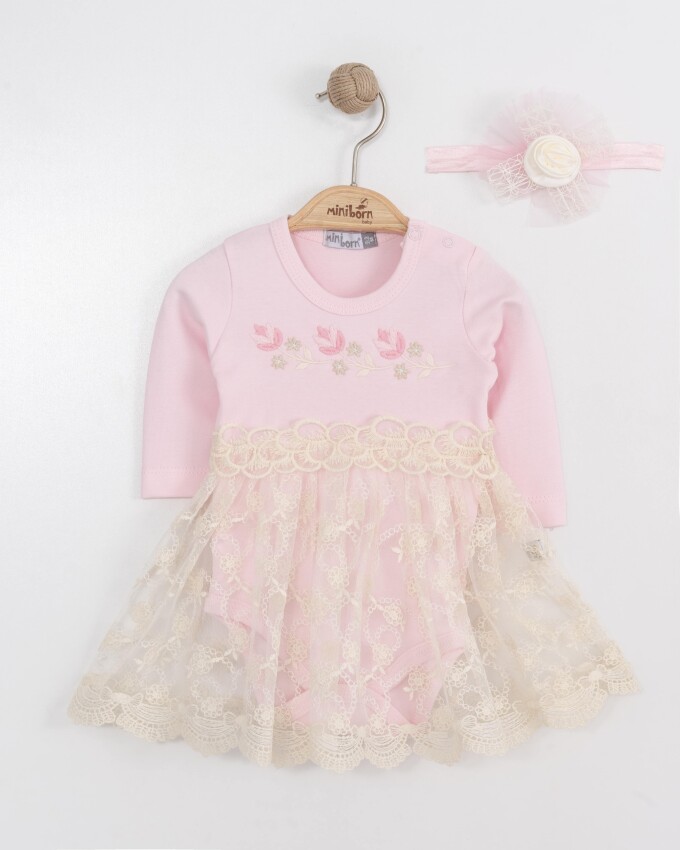 Wholesale Baby Girls Dress and Headband Set 0-12M Miniborn 2019-3354 - 1