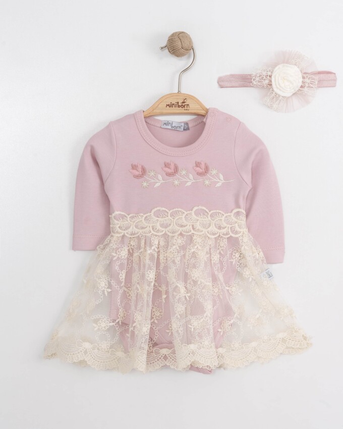 Wholesale Baby Girls Dress and Headband Set 0-12M Miniborn 2019-3354 - 2