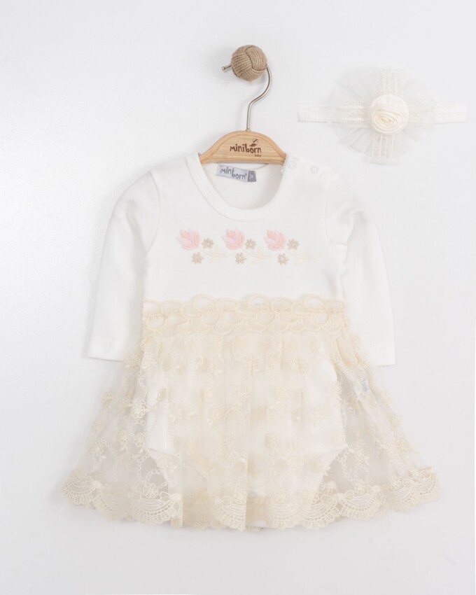 Wholesale Baby Girls Dress and Headband Set 0-12M Miniborn 2019-3354 - 3
